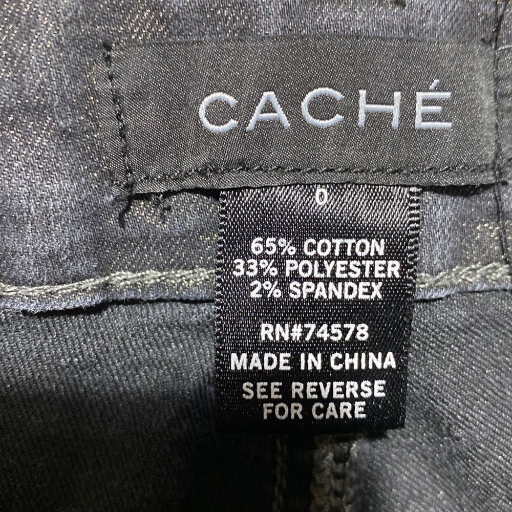Cache Black Shimmer Pants size 0 - Picture 2 of 6